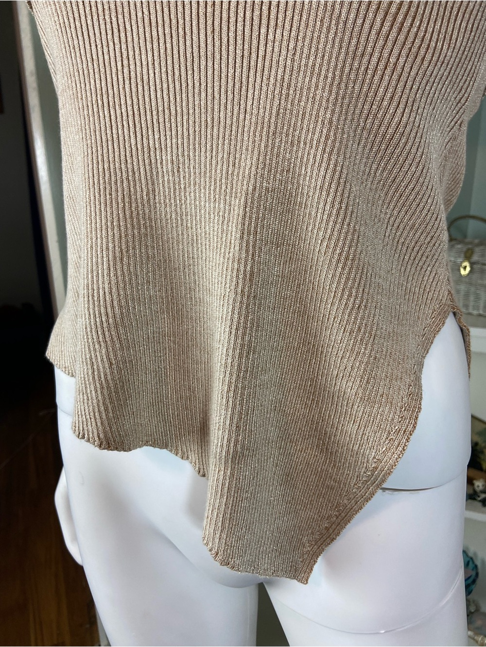 NWT New Mon Renn Beige Asymmetrical Strapless Knit Sweater Tube Top Small [CH] - Picture 8 of 12